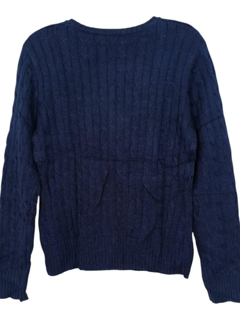 Women's Long Sleeve Cable Knit Sweater Size M Royal Blue Crewneck Ribbed Hem.... - Picture 2 of 12